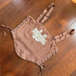 Garage Brown Crop Top with White Graphic